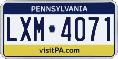 PA license plate LXM4071