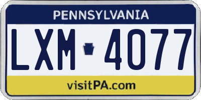 PA license plate LXM4077