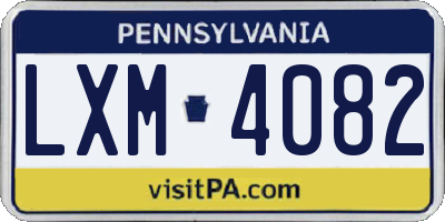 PA license plate LXM4082