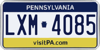 PA license plate LXM4085