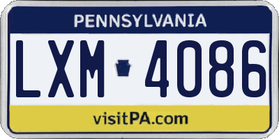 PA license plate LXM4086
