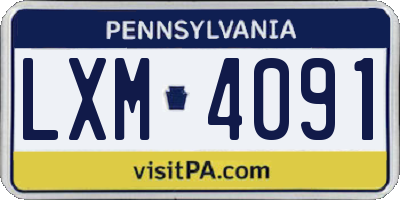 PA license plate LXM4091