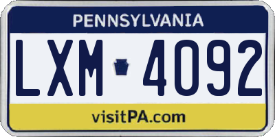 PA license plate LXM4092