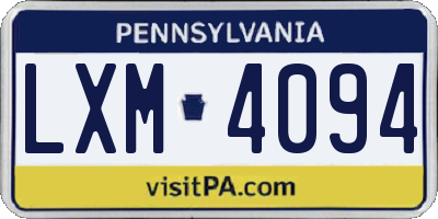 PA license plate LXM4094