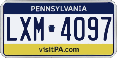 PA license plate LXM4097