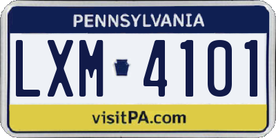 PA license plate LXM4101