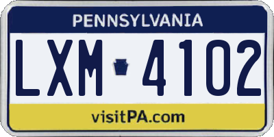 PA license plate LXM4102