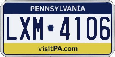 PA license plate LXM4106