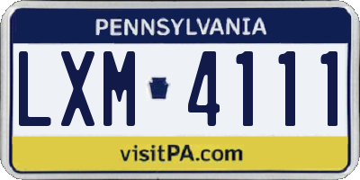 PA license plate LXM4111