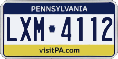PA license plate LXM4112