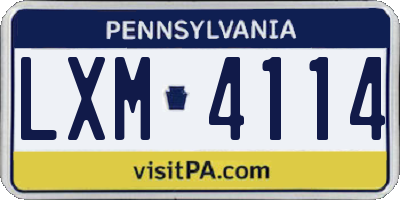 PA license plate LXM4114