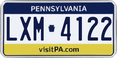 PA license plate LXM4122