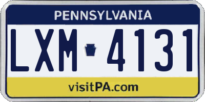 PA license plate LXM4131