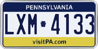 PA license plate LXM4133