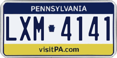 PA license plate LXM4141