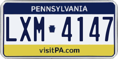 PA license plate LXM4147