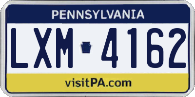 PA license plate LXM4162