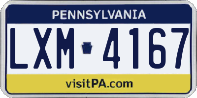 PA license plate LXM4167