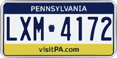 PA license plate LXM4172