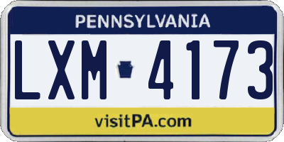 PA license plate LXM4173