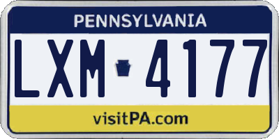 PA license plate LXM4177