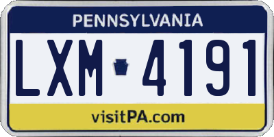 PA license plate LXM4191