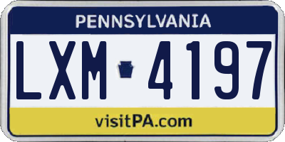 PA license plate LXM4197