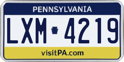PA license plate LXM4219