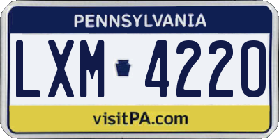 PA license plate LXM4220