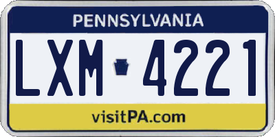PA license plate LXM4221