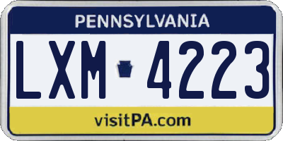 PA license plate LXM4223