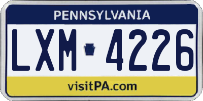 PA license plate LXM4226