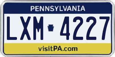 PA license plate LXM4227