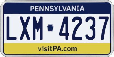 PA license plate LXM4237