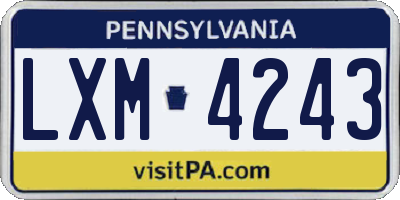 PA license plate LXM4243