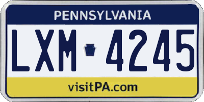 PA license plate LXM4245