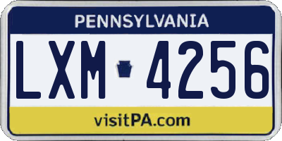 PA license plate LXM4256