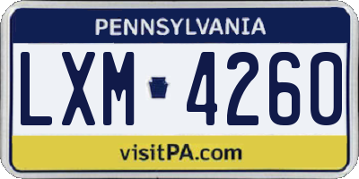 PA license plate LXM4260