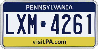 PA license plate LXM4261