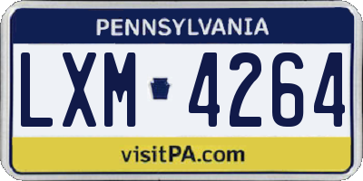 PA license plate LXM4264