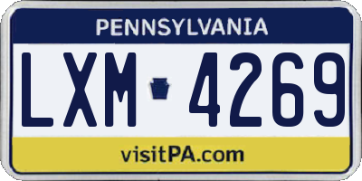 PA license plate LXM4269