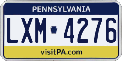 PA license plate LXM4276