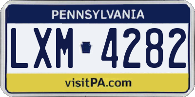 PA license plate LXM4282