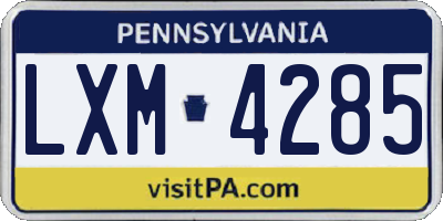 PA license plate LXM4285