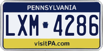 PA license plate LXM4286