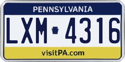 PA license plate LXM4316