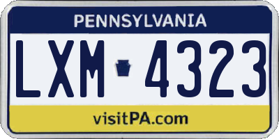 PA license plate LXM4323