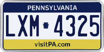 PA license plate LXM4325