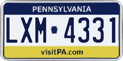 PA license plate LXM4331