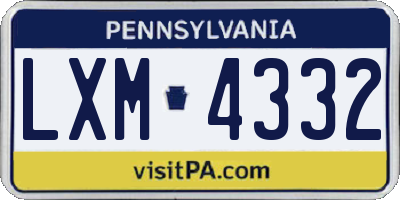 PA license plate LXM4332